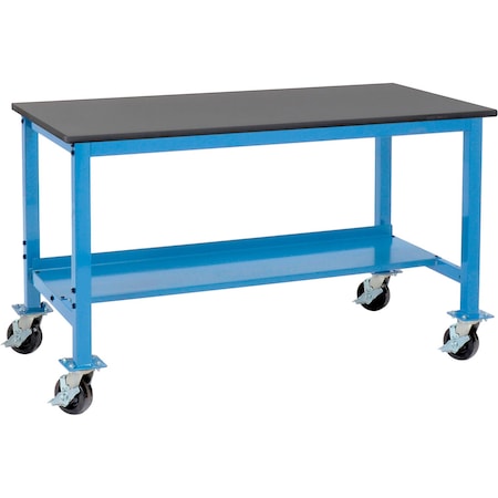 Global Industrial Mobile Lab Workbench, 72 x 30in, Phenolic Safety Edge, Blue 237385A